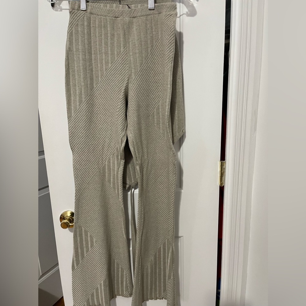 Zara Taupe Ribbed Pants